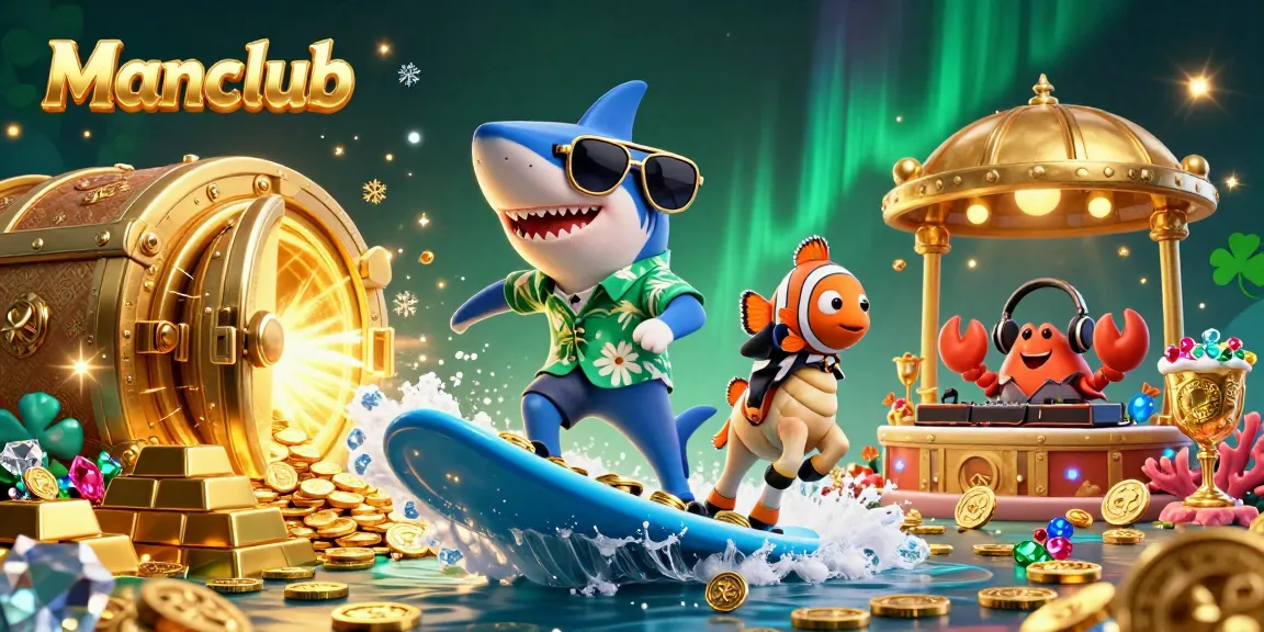 Experience thrilling rewards at Manclub’s dynamic gaming platform featuring animated characters in a vibrant setting.