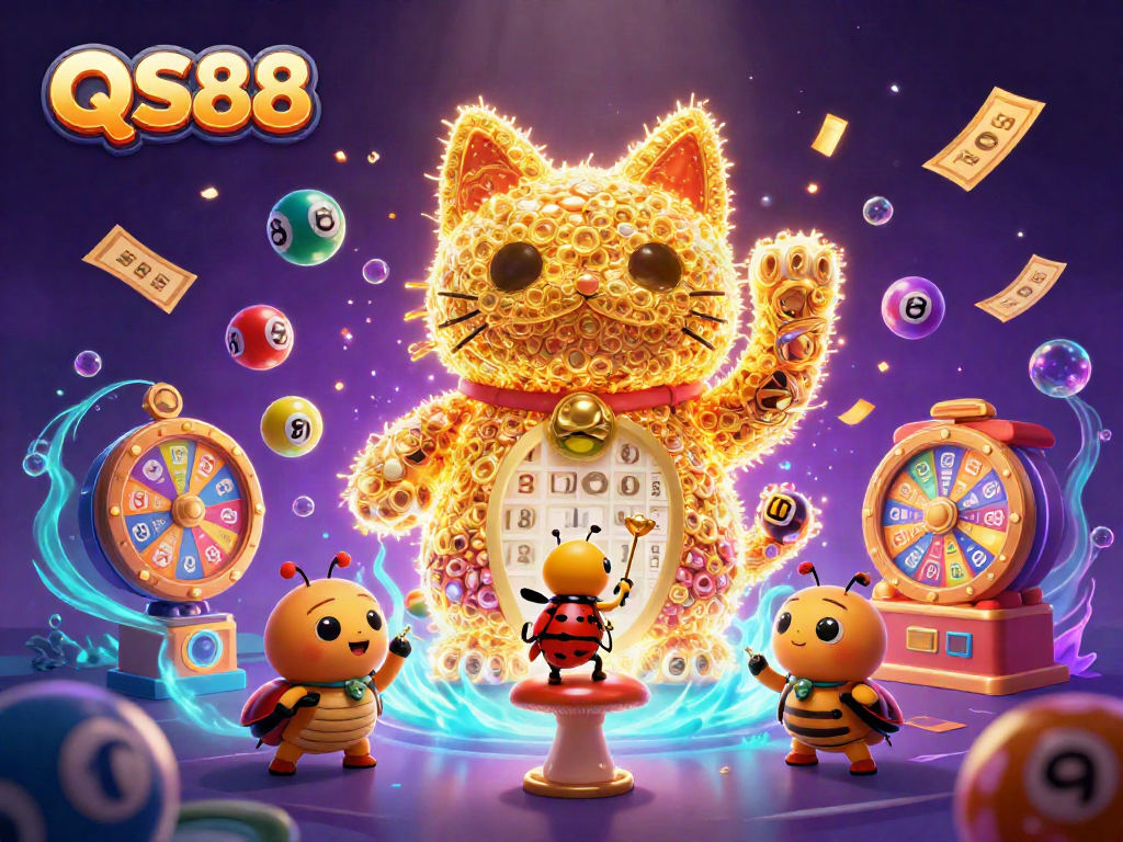 Experience the excitement of QS88 with vibrant casino symbols and dynamic gaming elements.